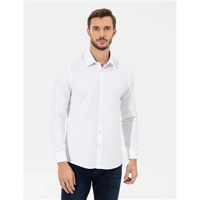 Beyaz Slim Fit Uzun Kollu Gömlek