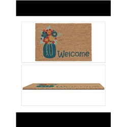 Kokos-Fußmatte "Welcome" in Natur/Bunt - 60 x 40 cm