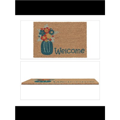 Kokos-Fußmatte "Welcome" in Natur/Bunt - 60 x 40 cm