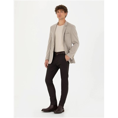 Koyu Kahverengi Slim Fit Kanvas Pantolon