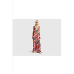 United Colors of Benetton Kadın NAR CICEGI %100 Viskoz Askılı Desenli Tulum Mix 623P4RTL5T003