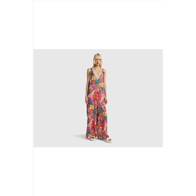 United Colors of Benetton Kadın NAR CICEGI %100 Viskoz Askılı Desenli Tulum Mix 623P4RTL5T003