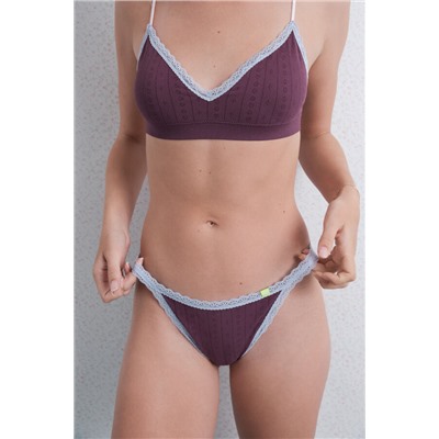 Braga brasileña seamless pointelle burgundy
