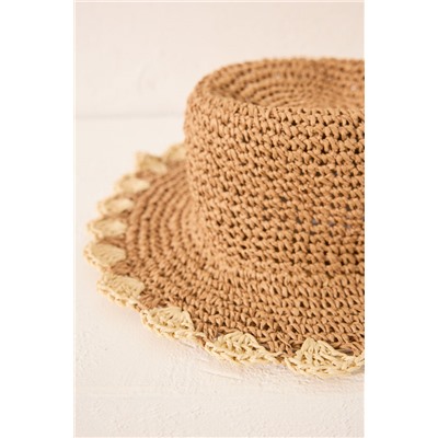 Sombrero playa rafia ondulado