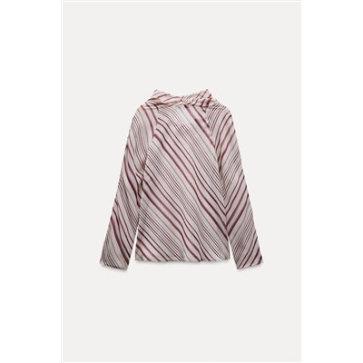 STRIPED DRAPED BLOUSE - ZW COLLECTION