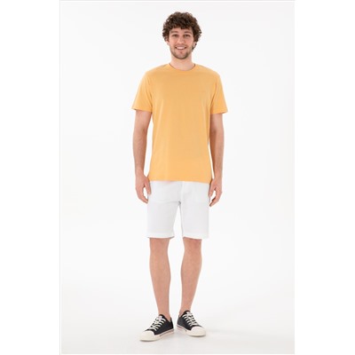 Erkek Regular Fit Bisiklet Yaka Turuncu Basic Tişört