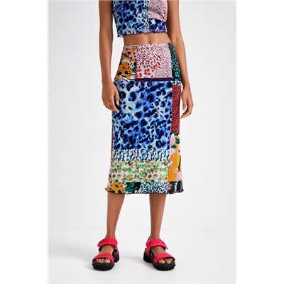 Falda midi patch digital