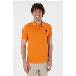 Erkek Slim Fit Polo Yaka Turuncu Basic Tişört