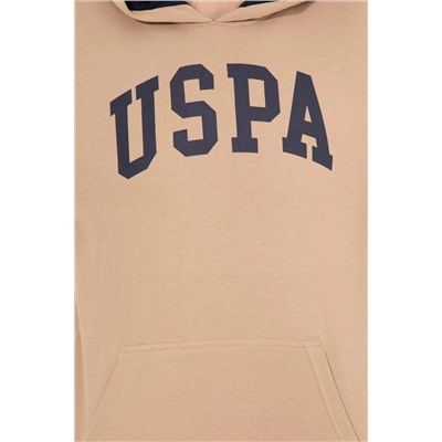 Erkek Camel Kapüşonlu Basic Sweatshirt