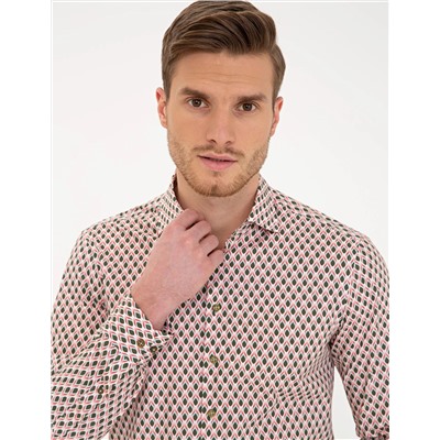 Yeşil Slim Fit Uzun Kollu Gömlek