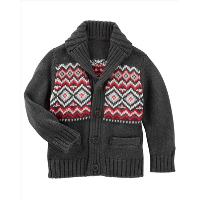 Fair Isle Shawl Collar Cardigan