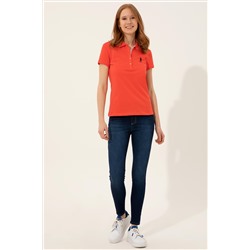 Kadın Kırmızı Basic Polo Yaka Tişört