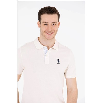 Erkek Krem Basic Polo Yaka Tişört