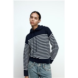 STRIPED KNIT HOODIE