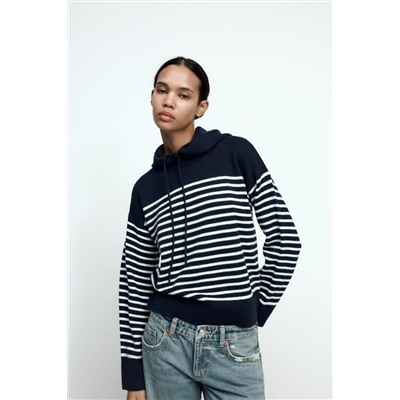 STRIPED KNIT HOODIE
