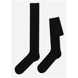 Lange gerippte Herrensocken mit Wolle und Cashmere