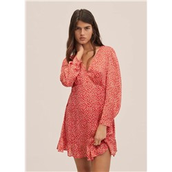 Vestido estampado manga abullonada -  Mujer | MANGO OUTLET España