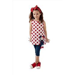 Denokids, Puanlı Lily Kız Çocuk Yazlık T-shirt Tunik Tayt Takım