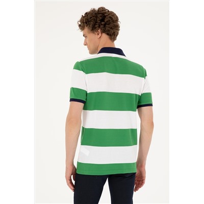 Erkek Regular Fit Polo Yaka Yeşil Tişört