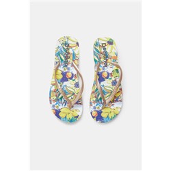 Chanclas baño doradas suela estampada