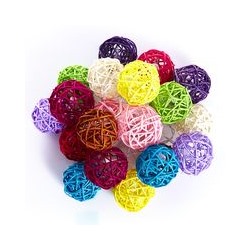 Тайская гирлянда с ротанговыми шариками разных цветов 20 шариков / Lightening balls rattan multicolor