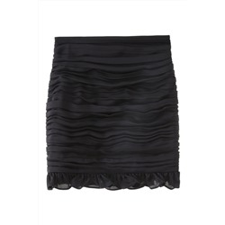 Falda recta de talle alto Negro