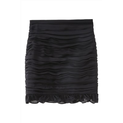 Falda recta de talle alto Negro