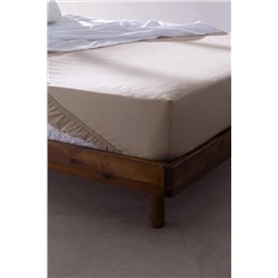 Manon King Size %100 Pamuk Ranforce Lastikli Çarşaf - Koyu Bej