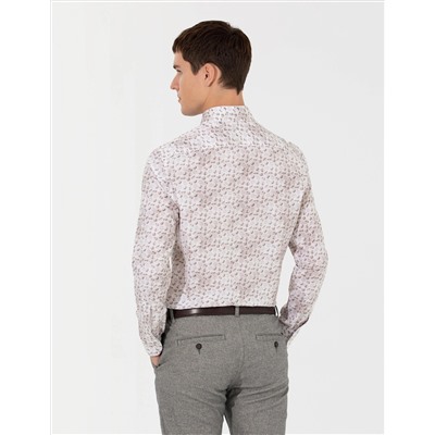 Bej Slim Fit Uzun Kollu Gömlek