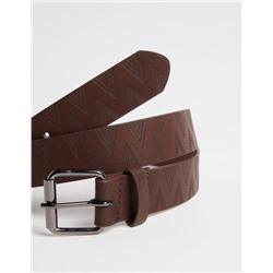 Embossed Belt, Men, Brown