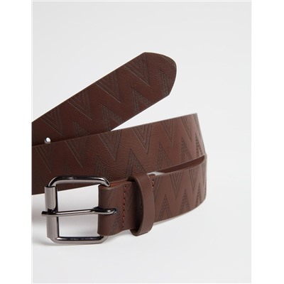 Embossed Belt, Men, Brown