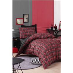 Ev & Ev Home Kolay Ütülenir Nevresim Takımı Tek Kişilik Iskoç Kırmızı Ep-028704