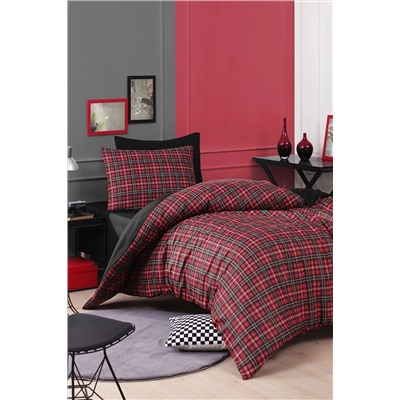 Ev & Ev Home Kolay Ütülenir Nevresim Takımı Tek Kişilik Iskoç Kırmızı Ep-028704