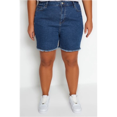 Mavi Yüksek Bel Esnek Skinny Denim Şort & Bermuda TBBSS22AP0008