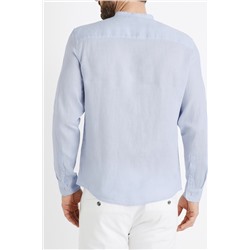 Camisa regular fit de lino - Azul