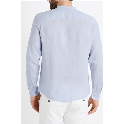 Camisa regular fit de lino - Azul