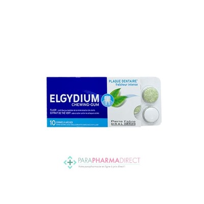 Elgydium Chewing-gum Plaque Dentaire Fraîcheur Intense 10 gommes à mâcher