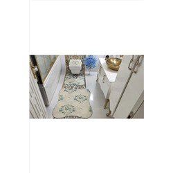 BotigaHome Rose Kelebek Banyo Halısı Klozet Takımı 3'lü Set BH013