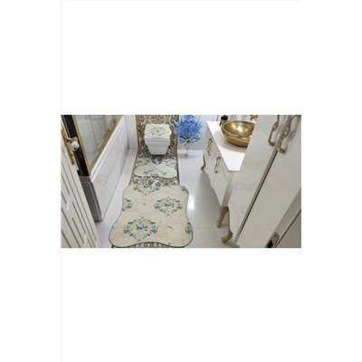 BotigaHome Rose Kelebek Banyo Halısı Klozet Takımı 3'lü Set BH013