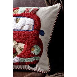 Biarritz Pamuklu Kırlent Kılıfı - Beyaz/Kırmızı/Gri - 45x45 cm