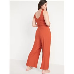 High-Waisted Sunday Sleep Rib-Knit Cropped Wide-Leg Pajama Pants for Women