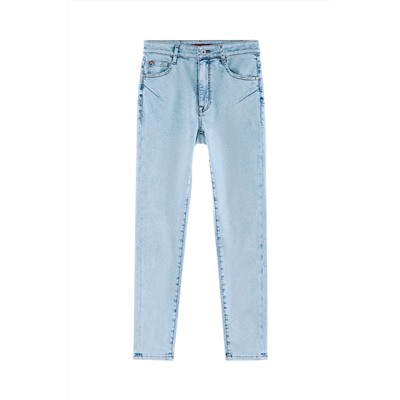 Vaquero skinny fit 7/8 de tiro alto Azul claro