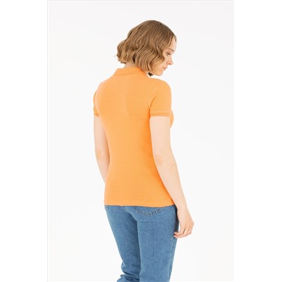 Kadın Turuncu Basic Polo Yaka Tişört