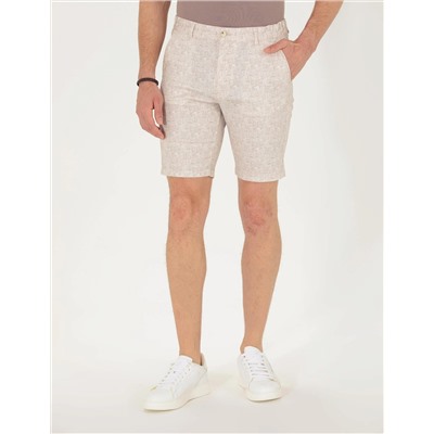Bej Slim Fit Bermuda Şort
