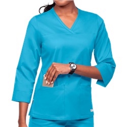 UA Butter-Soft STRETCH Women's 3-Pocket 3/4th Sleeve Side Zip Scrub Top