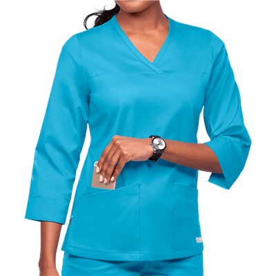 UA Butter-Soft STRETCH Women's 3-Pocket 3/4th Sleeve Side Zip Scrub Top
