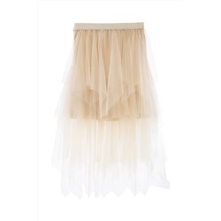 Falda avolantada de gasa Beige