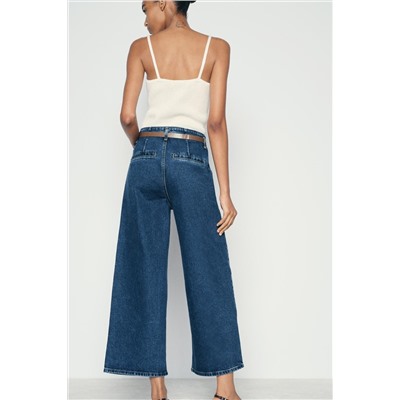 Z1975 WIDE-LEG CROPPED HIGH-WAIST BELTED JEANS