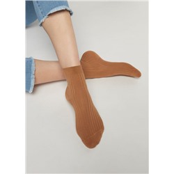 Kurze gerippte Socken mit Baumwolle und Kaschmir