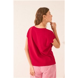 Camiseta manga corta 100% algodón rojo Snoopy